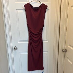 Cupshe Red Ruched Sheath Midi Dress